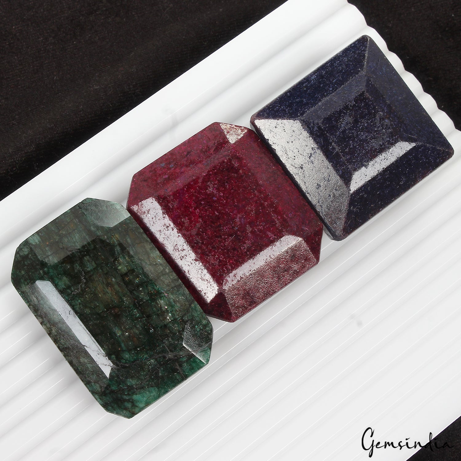 1350 Cts Natural Ruby, Sapphire & Emerald Octagon Cut Huge Gemstones 42-56mm
