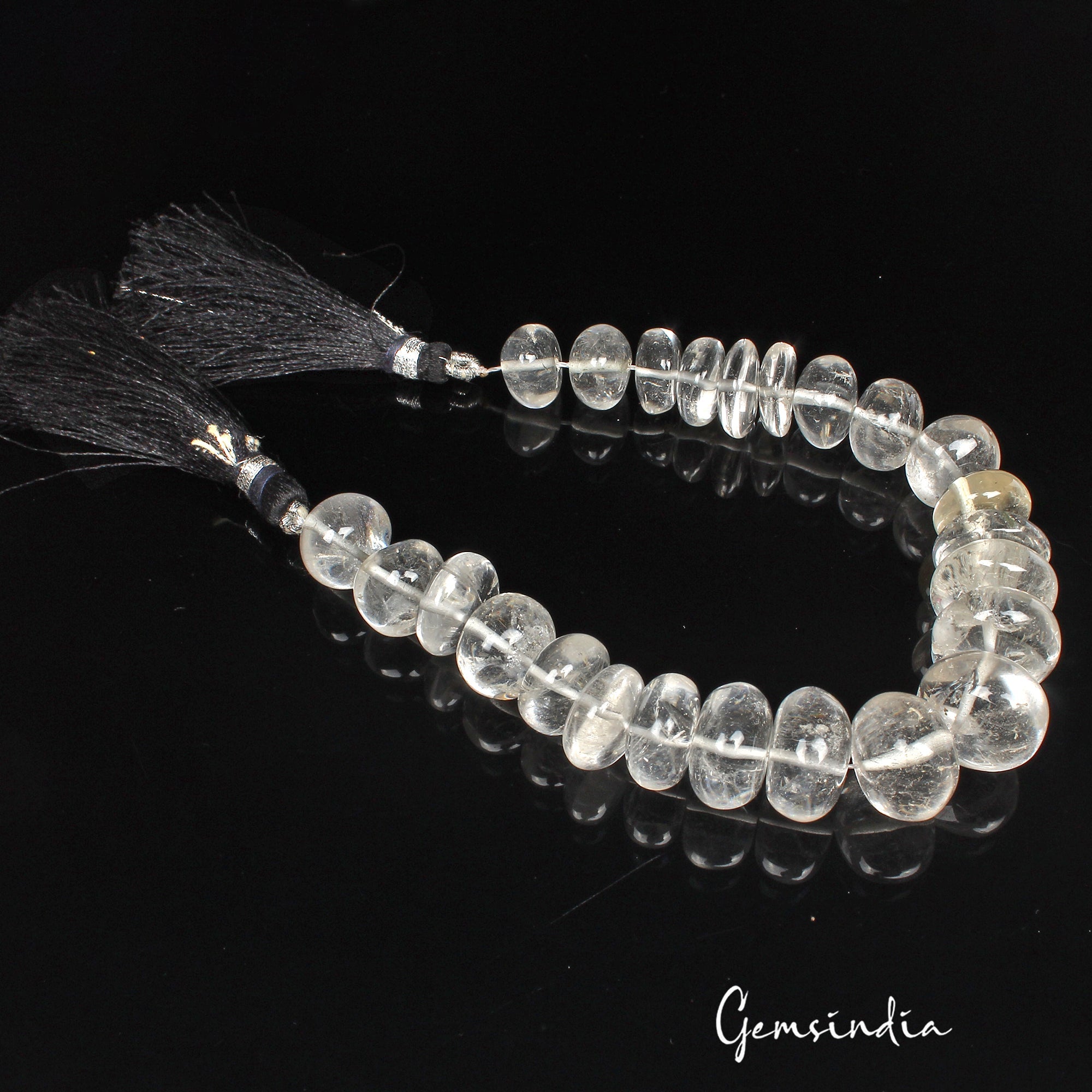 Natural Untreated White Quartz 240.00 Ct Round Cab Drilled Bead Strand 24 Pcs