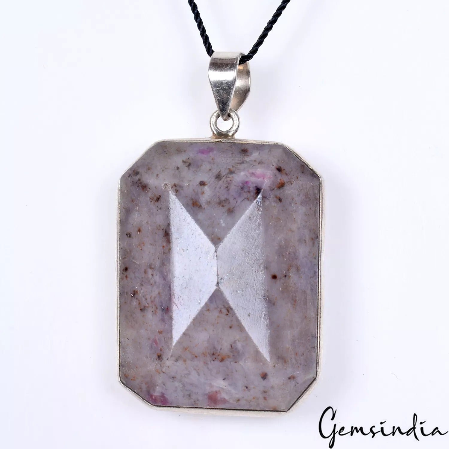 24.90 Gram Natural Ruby in Crystal Matrix 925 Sterling Silver Jewelry Pendant