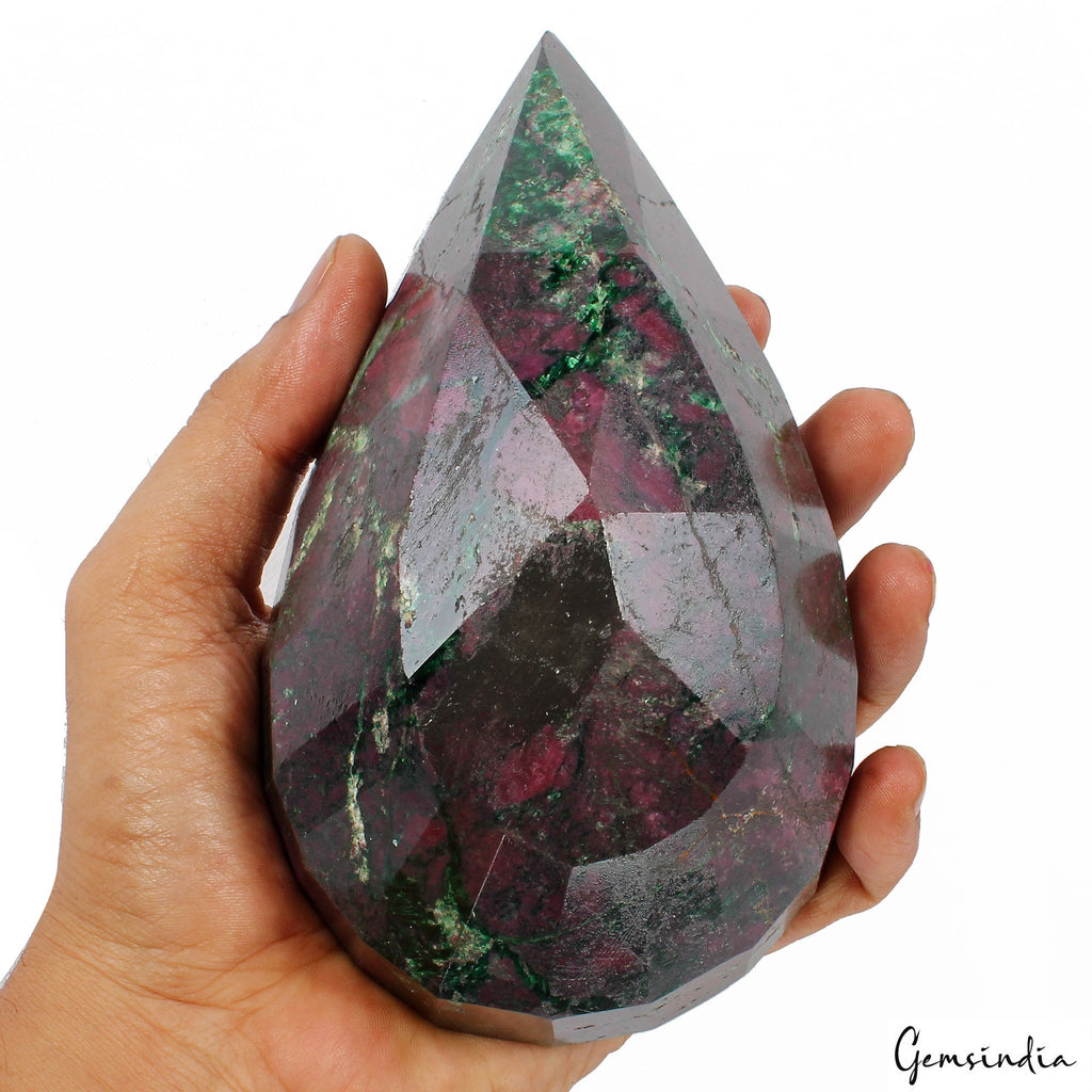 1.5 Kg~Rare Natural Ruby Zoisite Earth Mined Pear Cut Museum Size Loose Gemstone