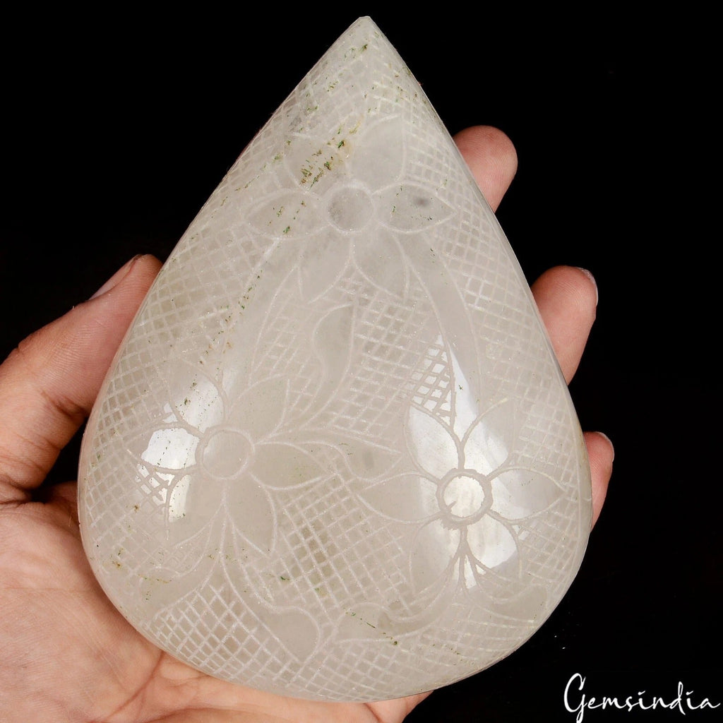 5200 Ct Natural White Quartz Pear Huge Carved Loose Untreated Huge Size Gemstone
