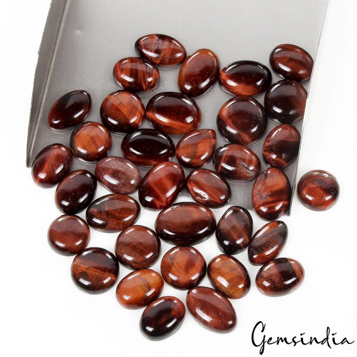 350 Cts/35 Pcs Natural Untreated Red Tiger Eye Oval Cab 14-20mm Loose Gemstones