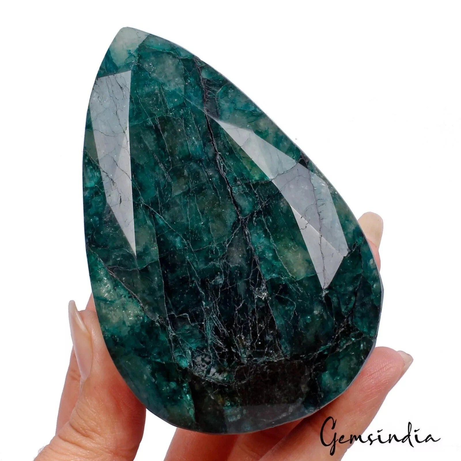 Natural Zambian Dark Green Emerald Pear Cut Faceted Earth Mined 1760 Ct Gemstone