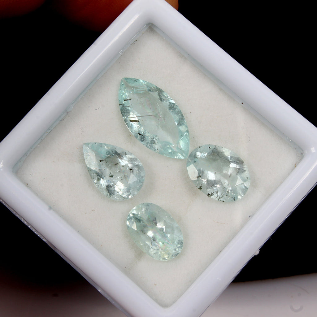 4 Pc Natural Blue Aquamarine Mix Cut  Loose Unheated 10-16mm Gemstones~ 11.00 Ct