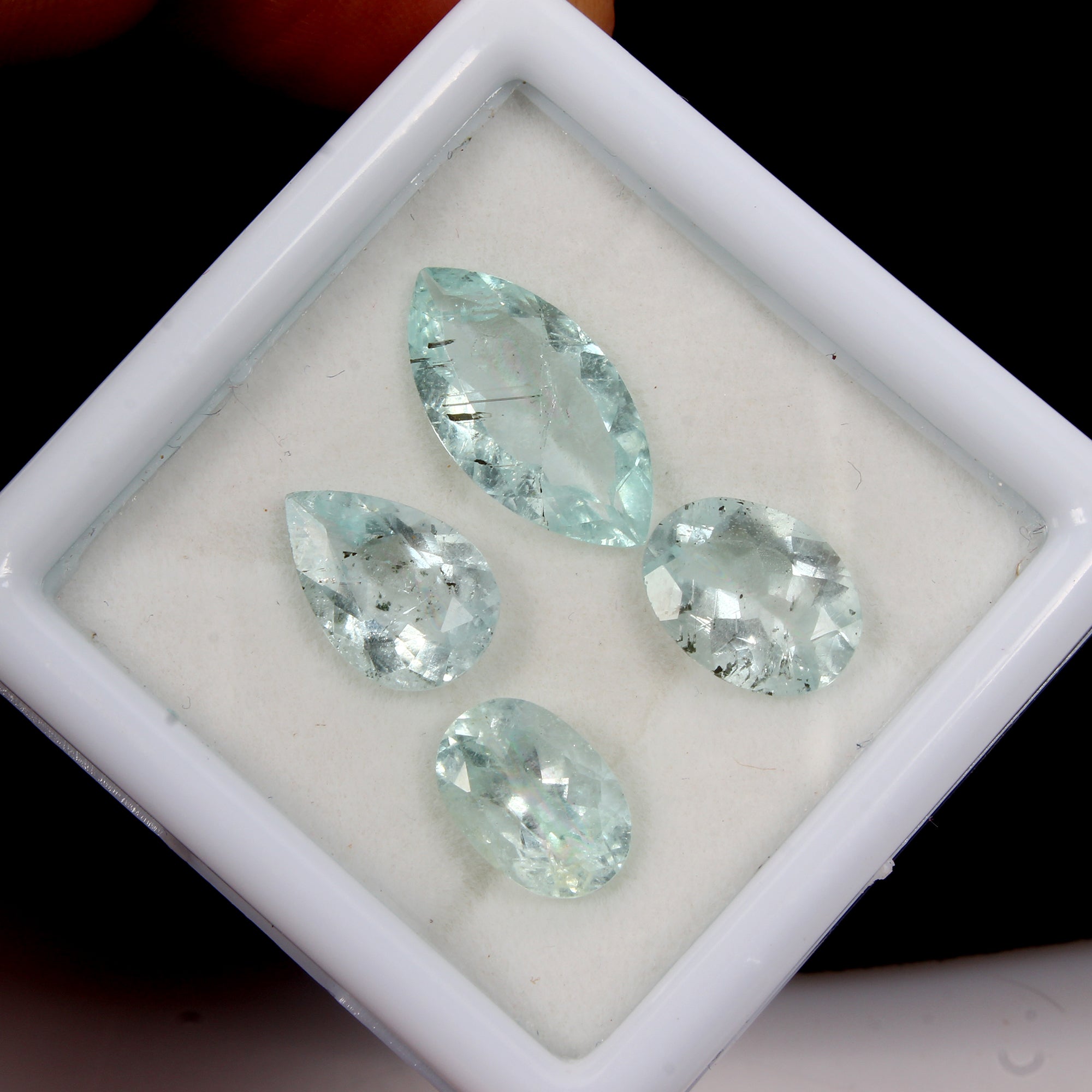 4 Pc Natural Blue Aquamarine Mix Cut  Loose Unheated 10-16mm Gemstones~ 11.00 Ct
