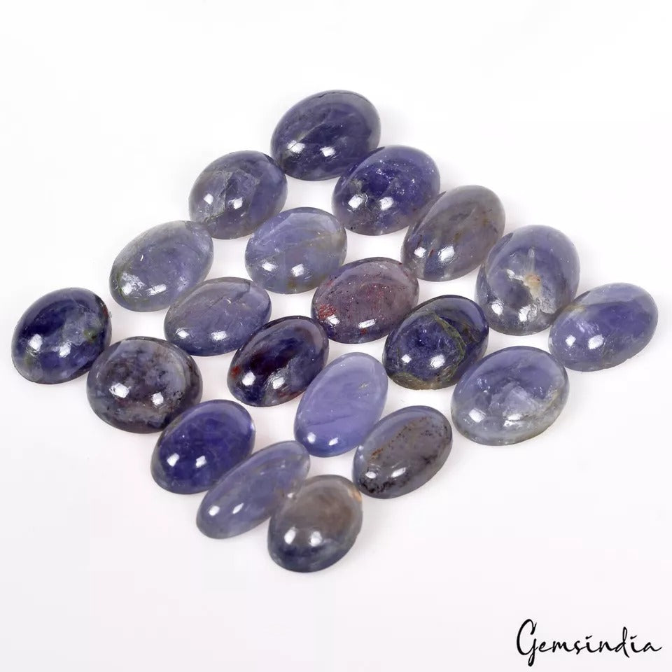 86.50 Ct/20 Pcs Natural Untreated Blue Iolite Oval Cab Loose Gem Lot For Jewelry