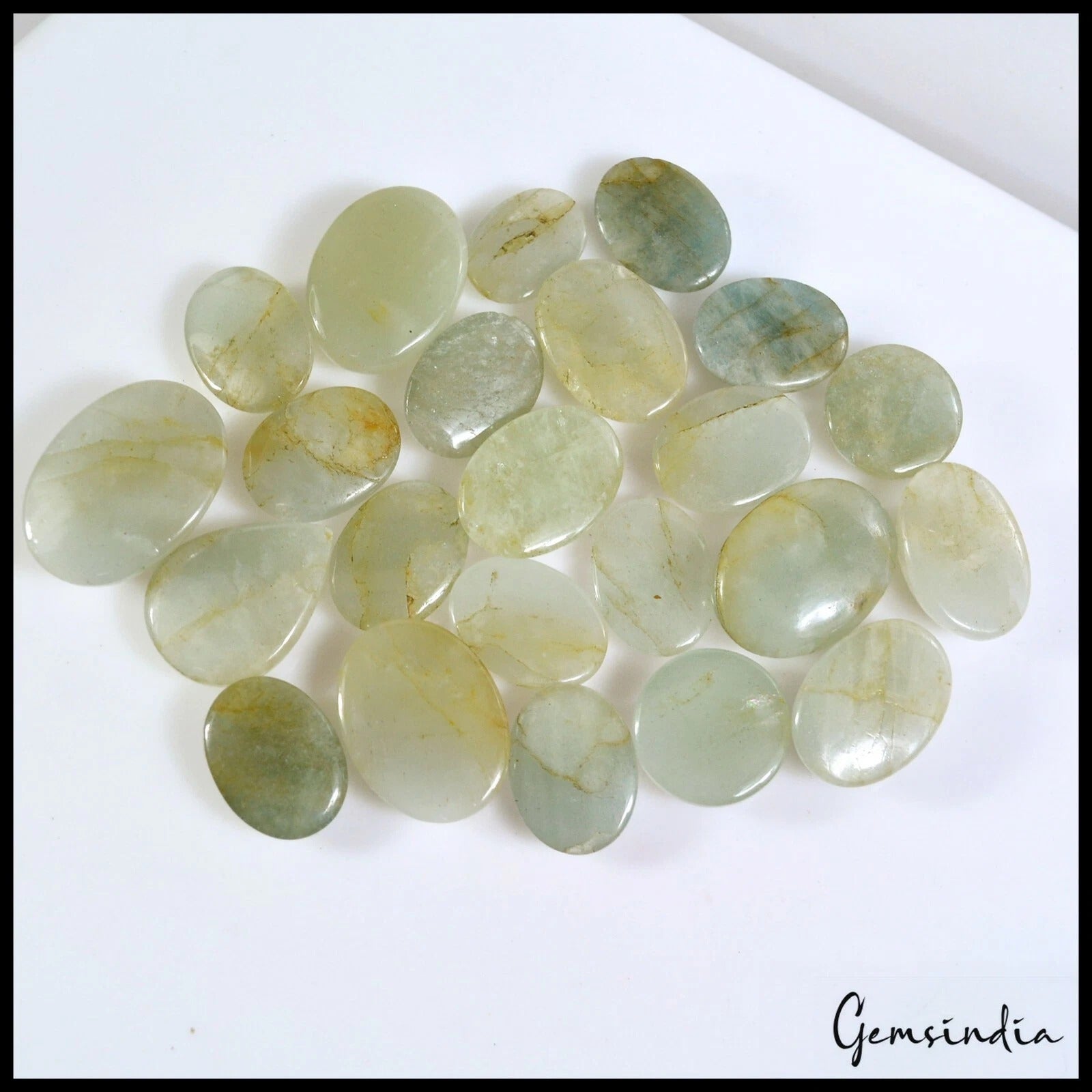 Certified 265 Cts/23 Pcs Natural Untreated Green Aquamarine Mixed Cab Loose Gem