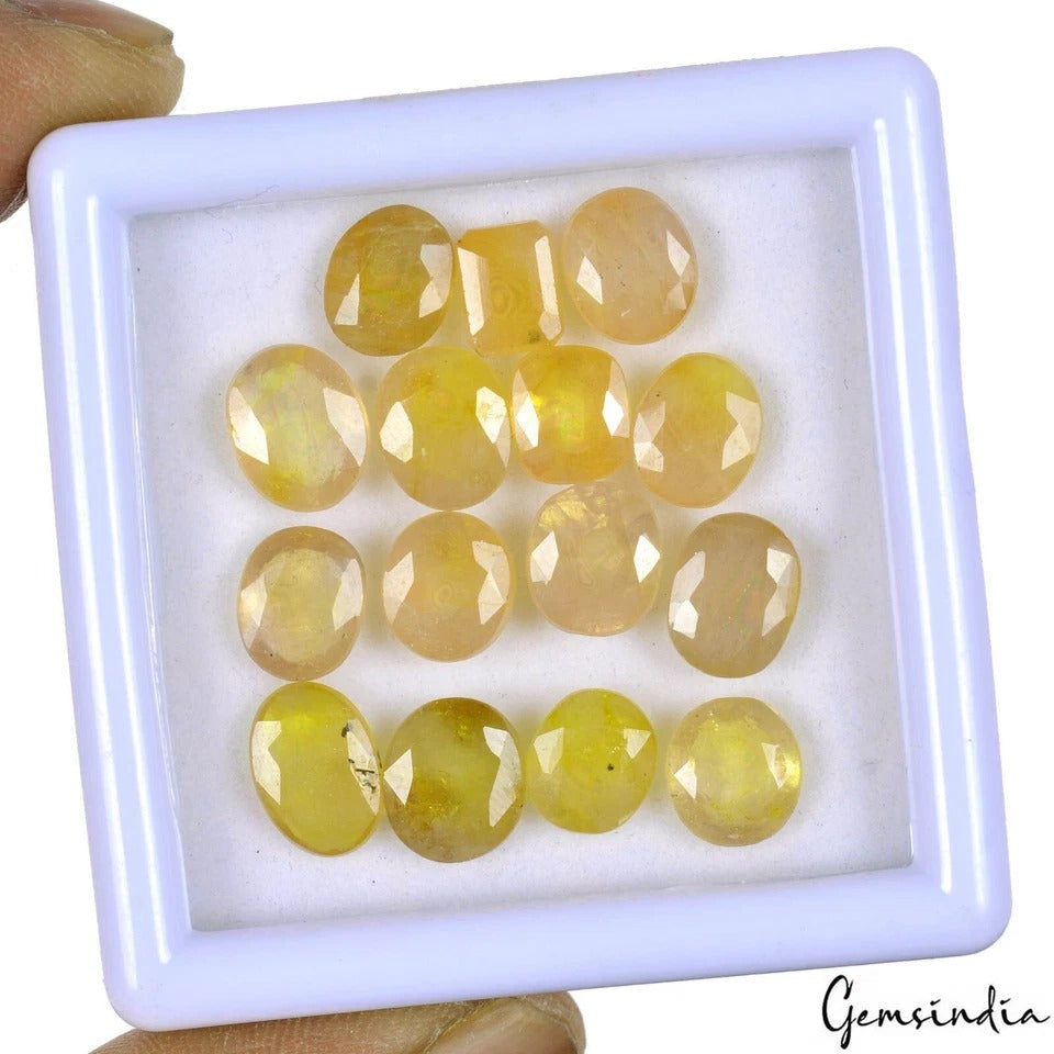 AAA 42 Ct Natural Yellow Ceylon Sapphire Flawless Certified Lot Mix Cut Gemstone