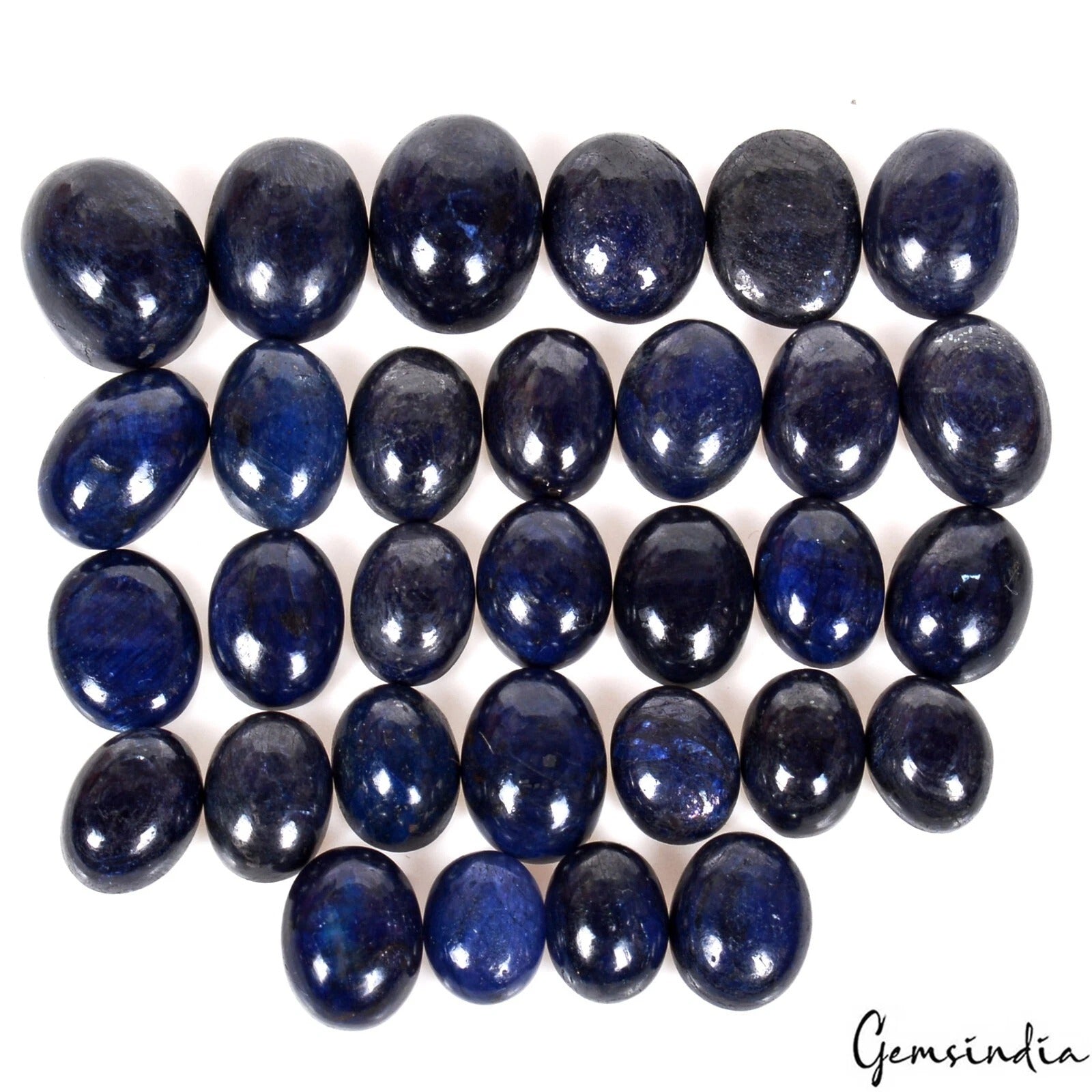 Blue Sapphire Lot, Cabochon, Color Enhanced — 31 Pieces, 9mm to 15mm, 250.00 Ct