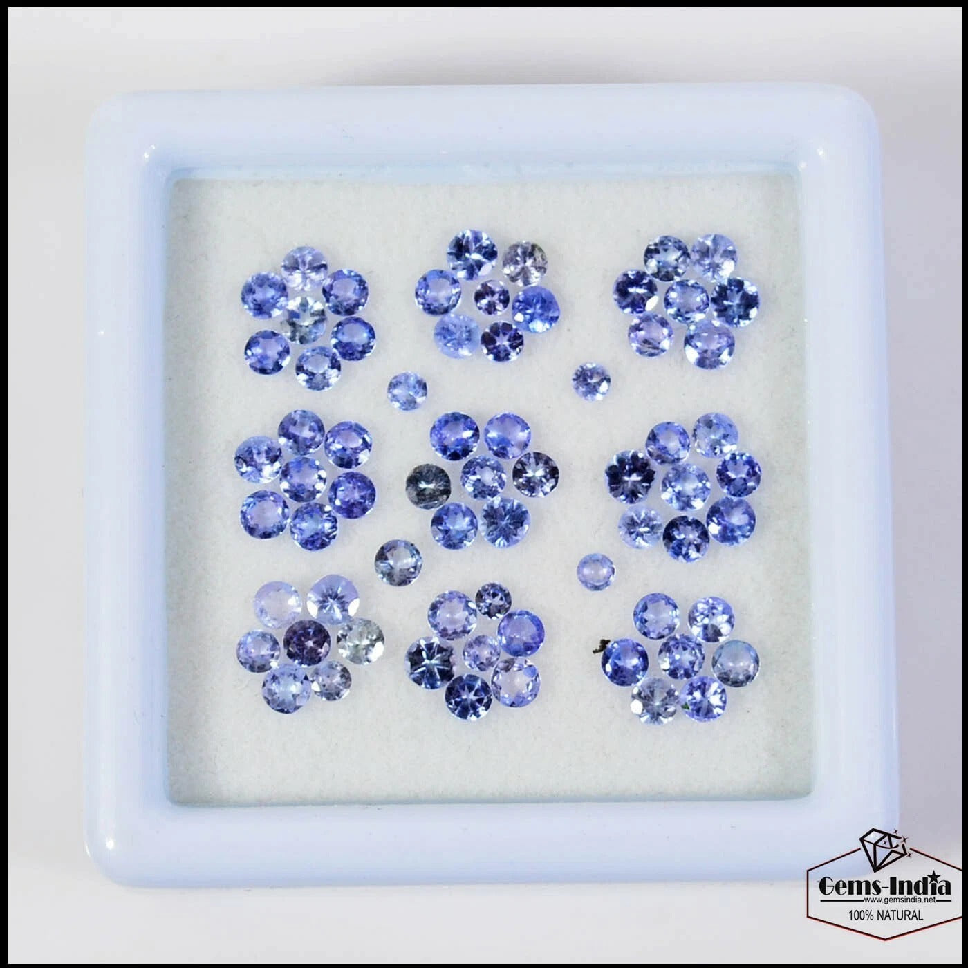 77Pcs Natural Tanzanite Sparkling Blue 2.5mm Round Cut Loose Gemstones Untreated