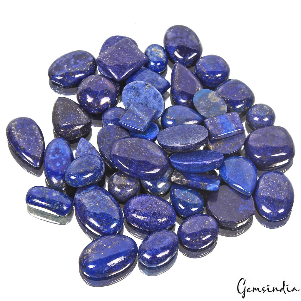 700 Cts/43Pcs Natural Blue Gold Pyrite Lapis Lazuli Mix Cab Loose Wholesale Gems