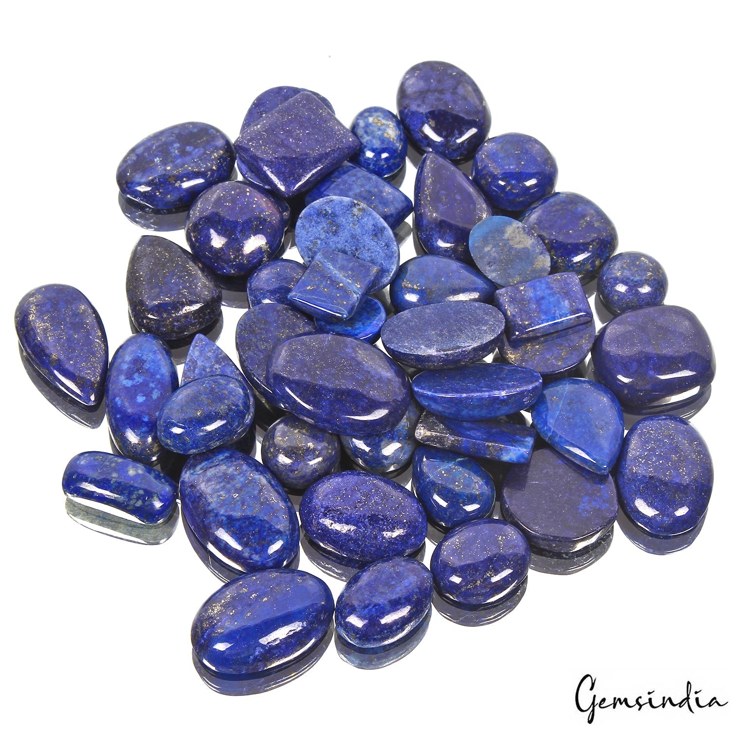 700 Cts/43Pcs Natural Blue Gold Pyrite Lapis Lazuli Mix Cab Loose Wholesale Gems