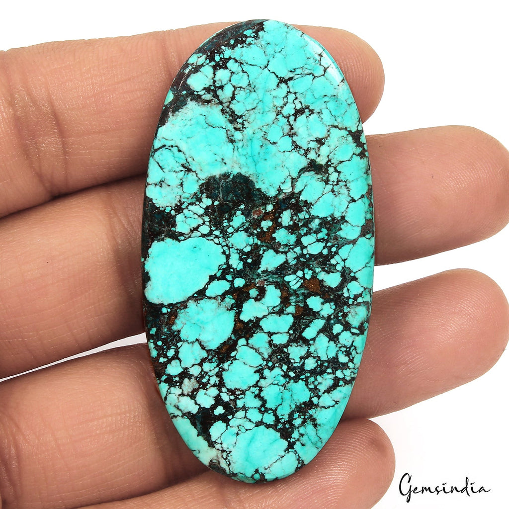 93.40 Ct Blue Spiderweb Turquoise Oval Cab Arizona Loose Huge Gemstone From U.S