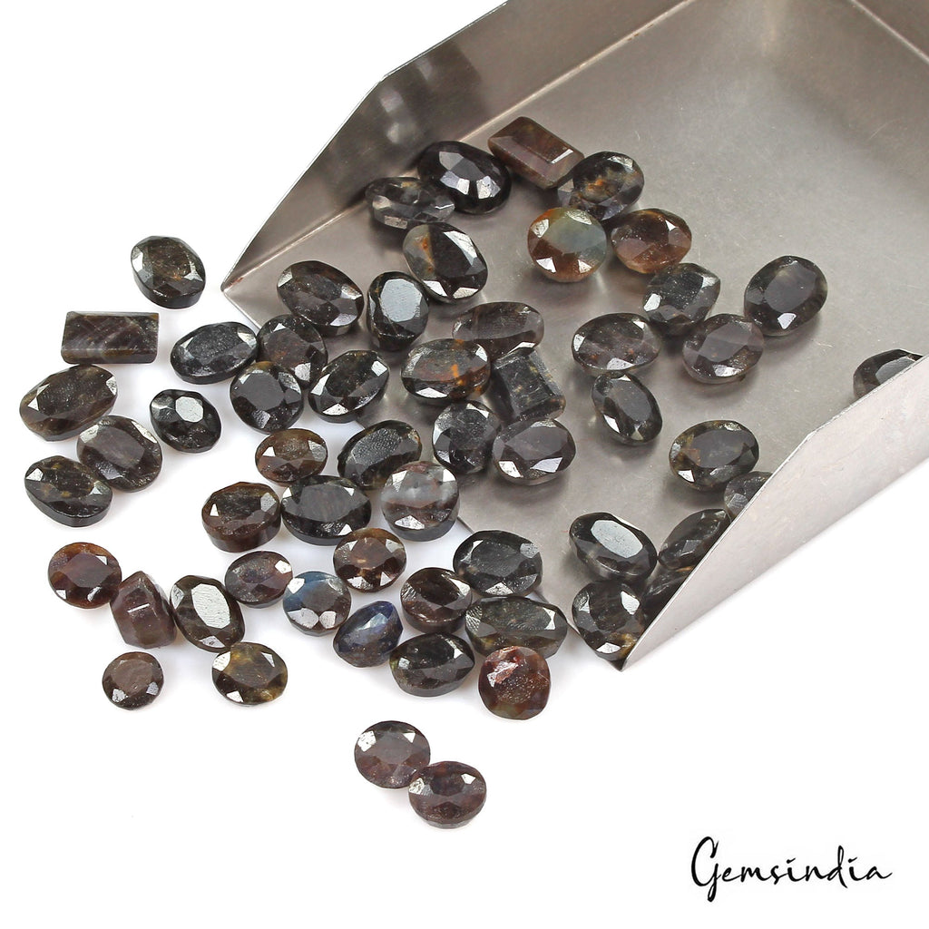 420 Ct/57 Pcs Natural Untreated Black Sapphire Mix Cut Loose Gem Lot For Jewelr