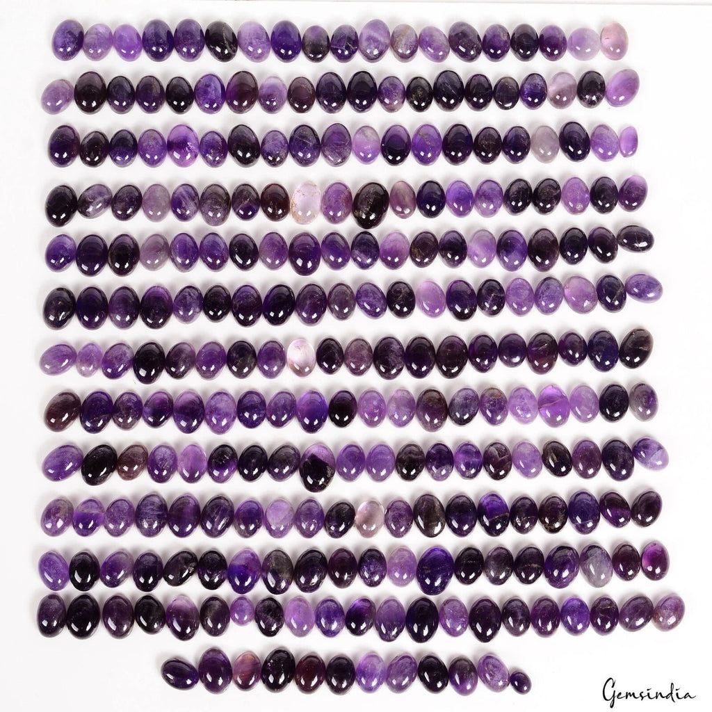 Certified 3000 Ct/250 Pcs Natural Untreated Amethyst Oval Cab Wholesale Gems Lot