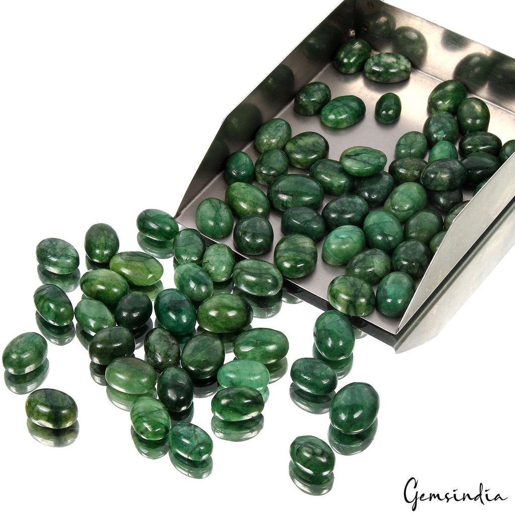 Natural Emerald Oval Cab Lot 800 Ct 72 Pcs 12mm-19mm Loose Dark Green Gemstones
