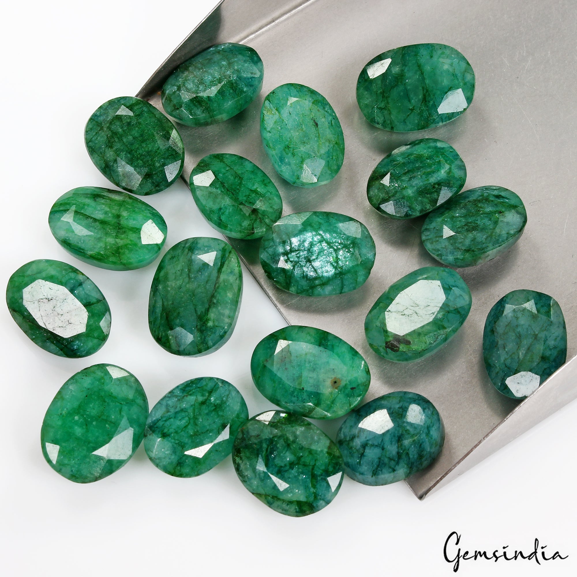 320 Ct Natural Oval Cut AAA+ Brazilian Green Emerald Loose Gemstones Lot~18 Pcs