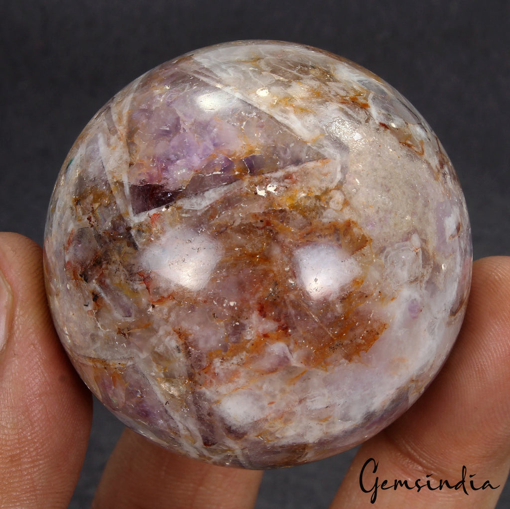 Natural Amethyst Sphere w Stand–Natural Healing Crystal Ball for Energy 50mm