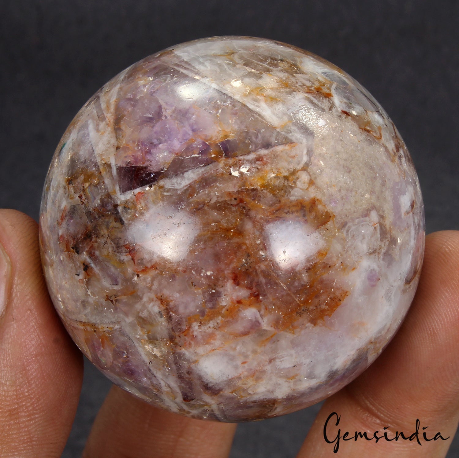 Natural Amethyst Sphere w Stand–Natural Healing Crystal Ball for Energy 50mm