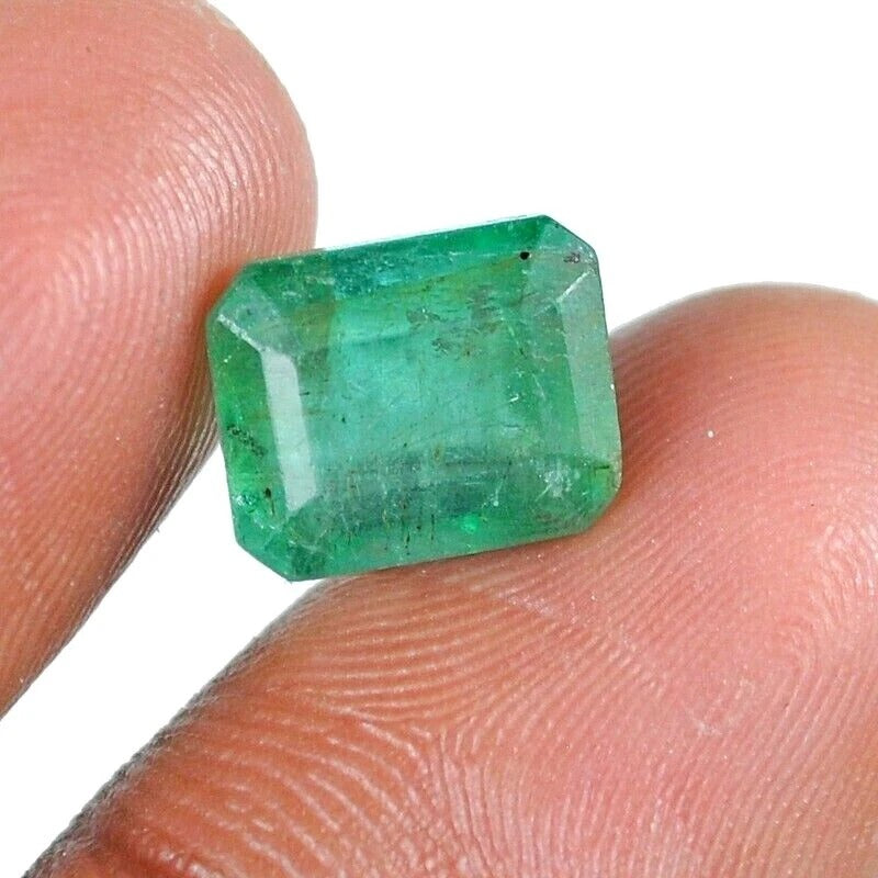 Certified 3.90 Cts Natural Zambian Green Emerald Octagon Cut Rare Gem For Ring