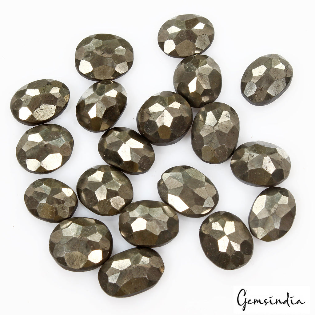 260Ct Natural Gold Pyrite Untreated Oval Cut Loose Ring Size Gemstones Lot~19 Pc