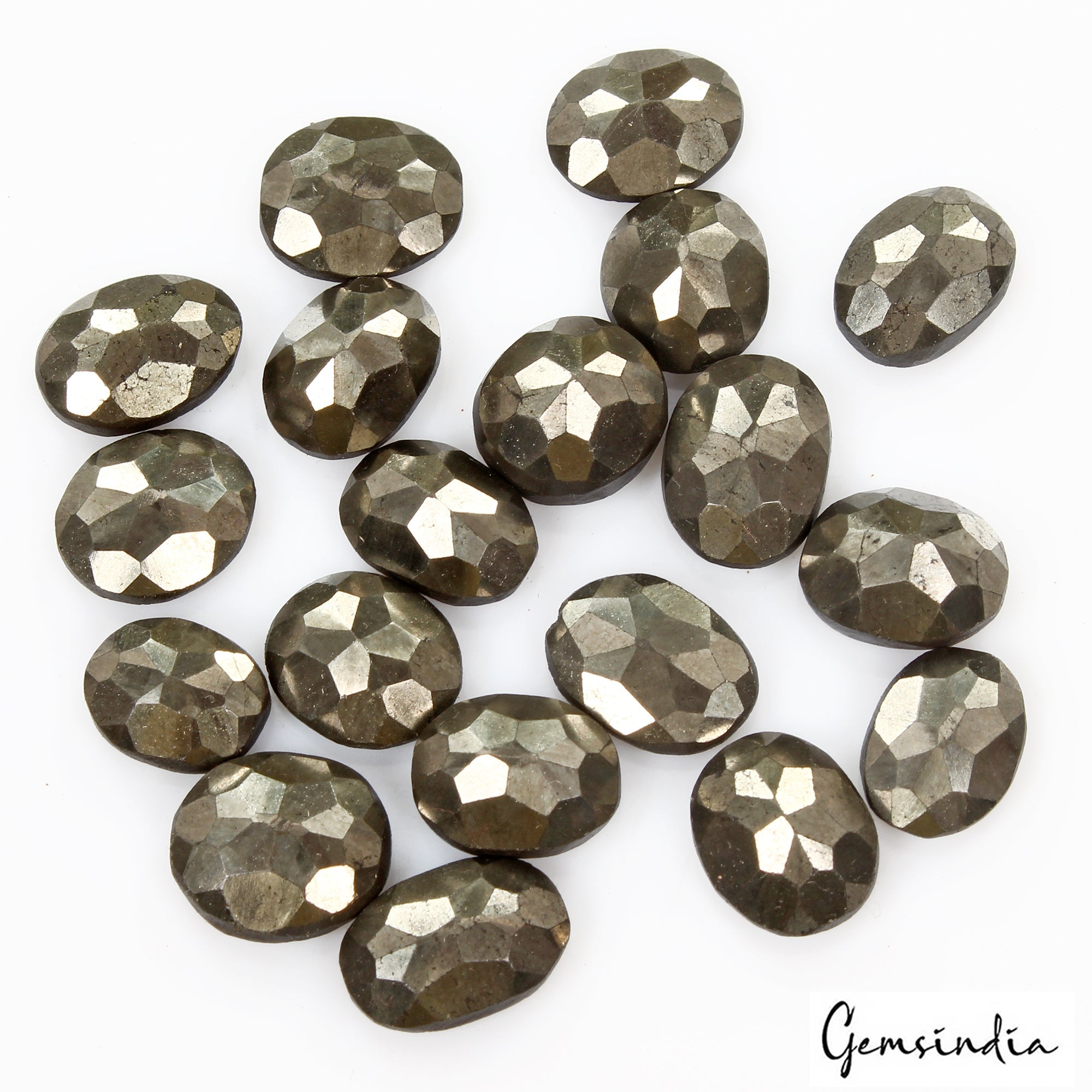 260Ct Natural Gold Pyrite Untreated Oval Cut Loose Ring Size Gemstones Lot~19 Pc
