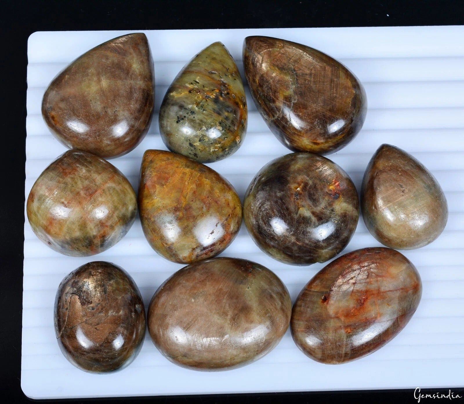2400 Ct Natural Golden Brown Untreated Sapphire Mix Cab Loose Wholesale Gems Lot