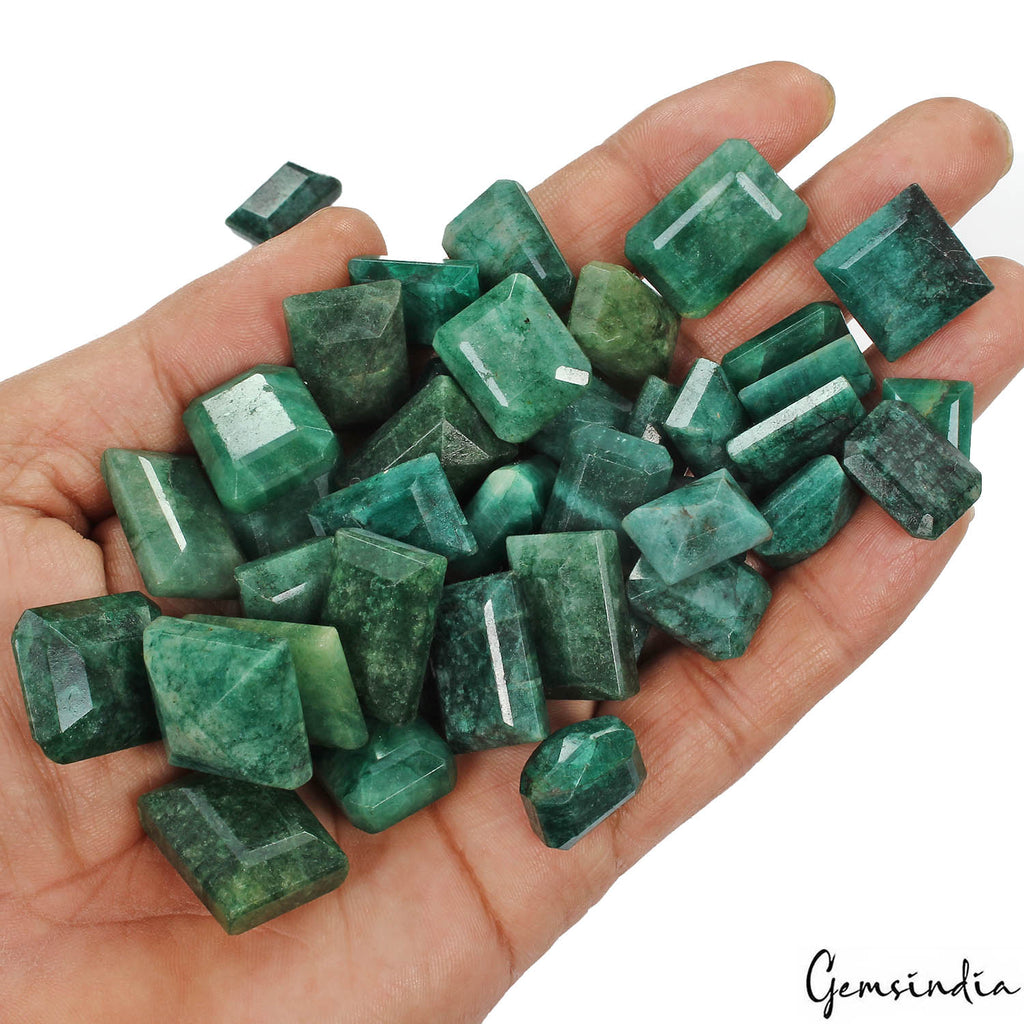 Emerald Lot, Loose Gemstone, Color Enhanced, Green — 42 Pieces, 12mm to 23mm, 800 Ct, Brazil