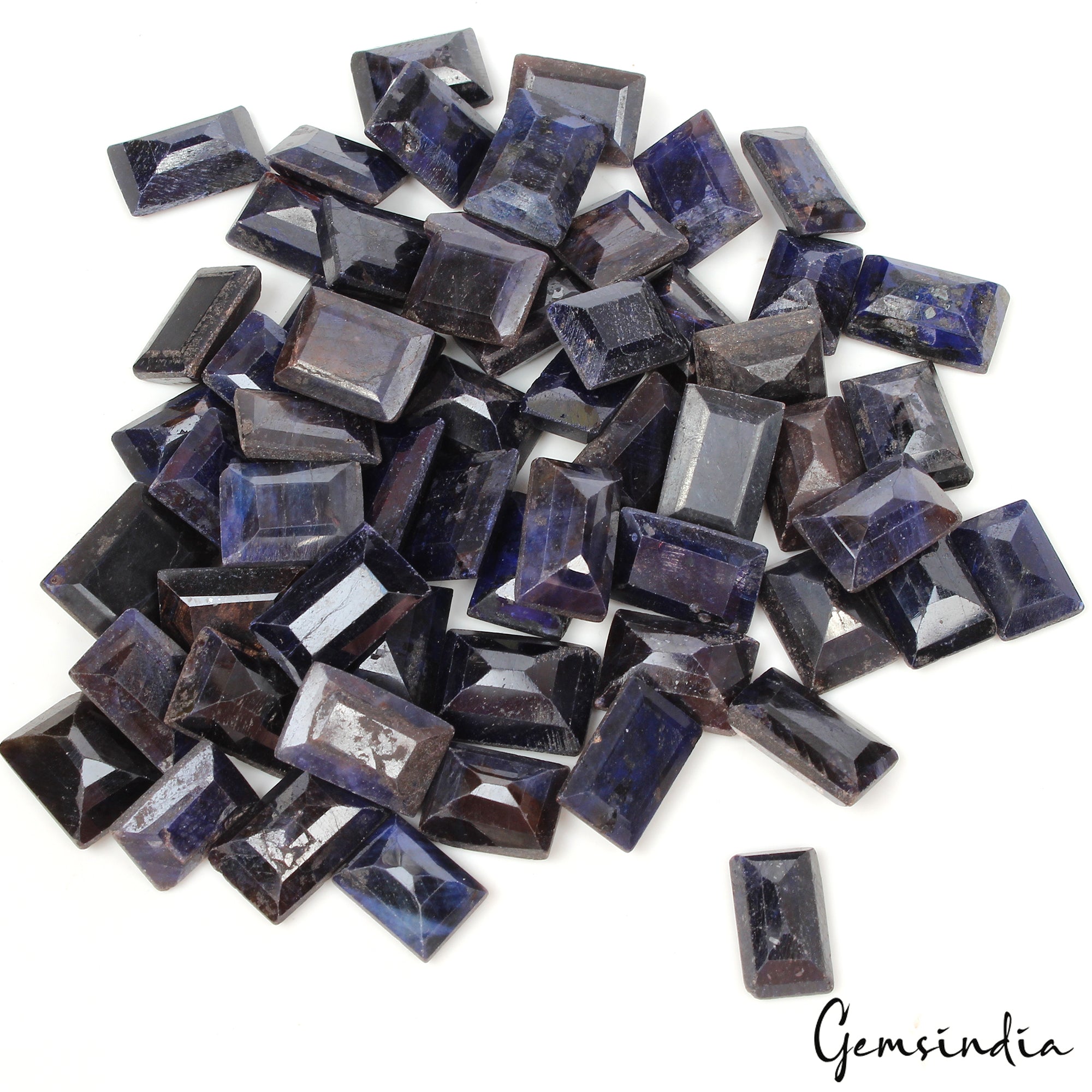 600 Ct/59 Pcs Natural Blue Sapphire Baguette Cut Loose Gemstones Lot For Jewelry