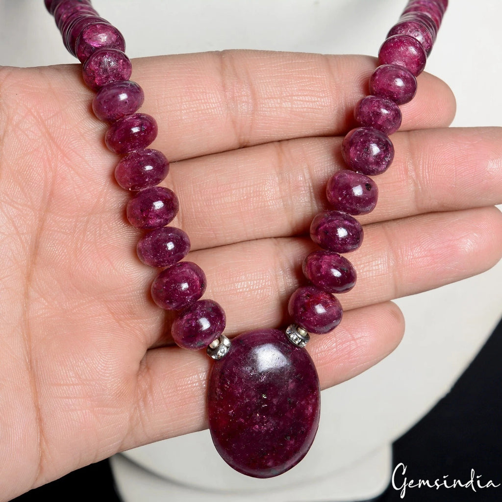 Ruby Necklace, Dark Red — 7mm to 11mm, 560 Ct, Madagascar