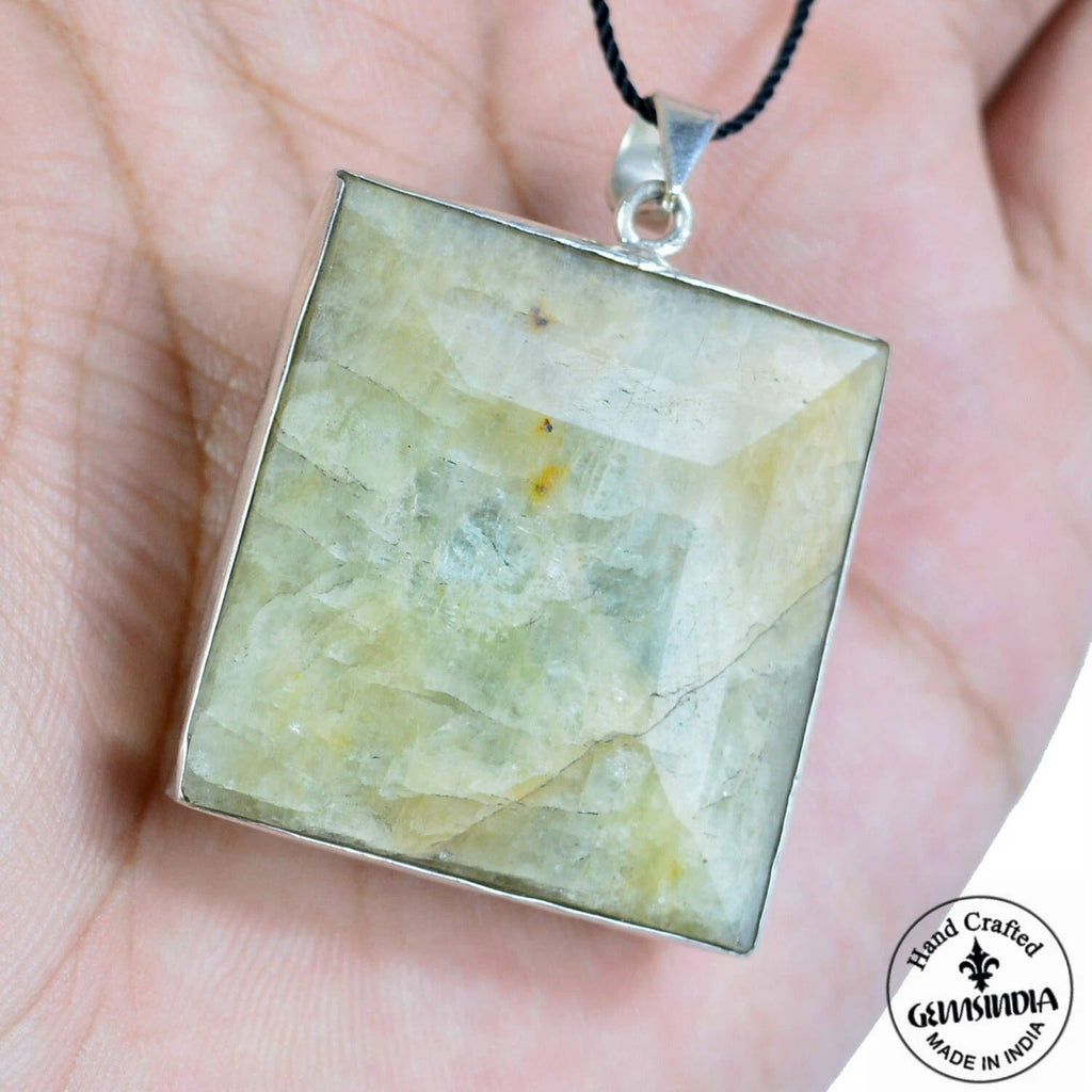 31.96 Gm Natural Untreated Beryl Aquamarine Baguette 925 Sterling Silver Pendant