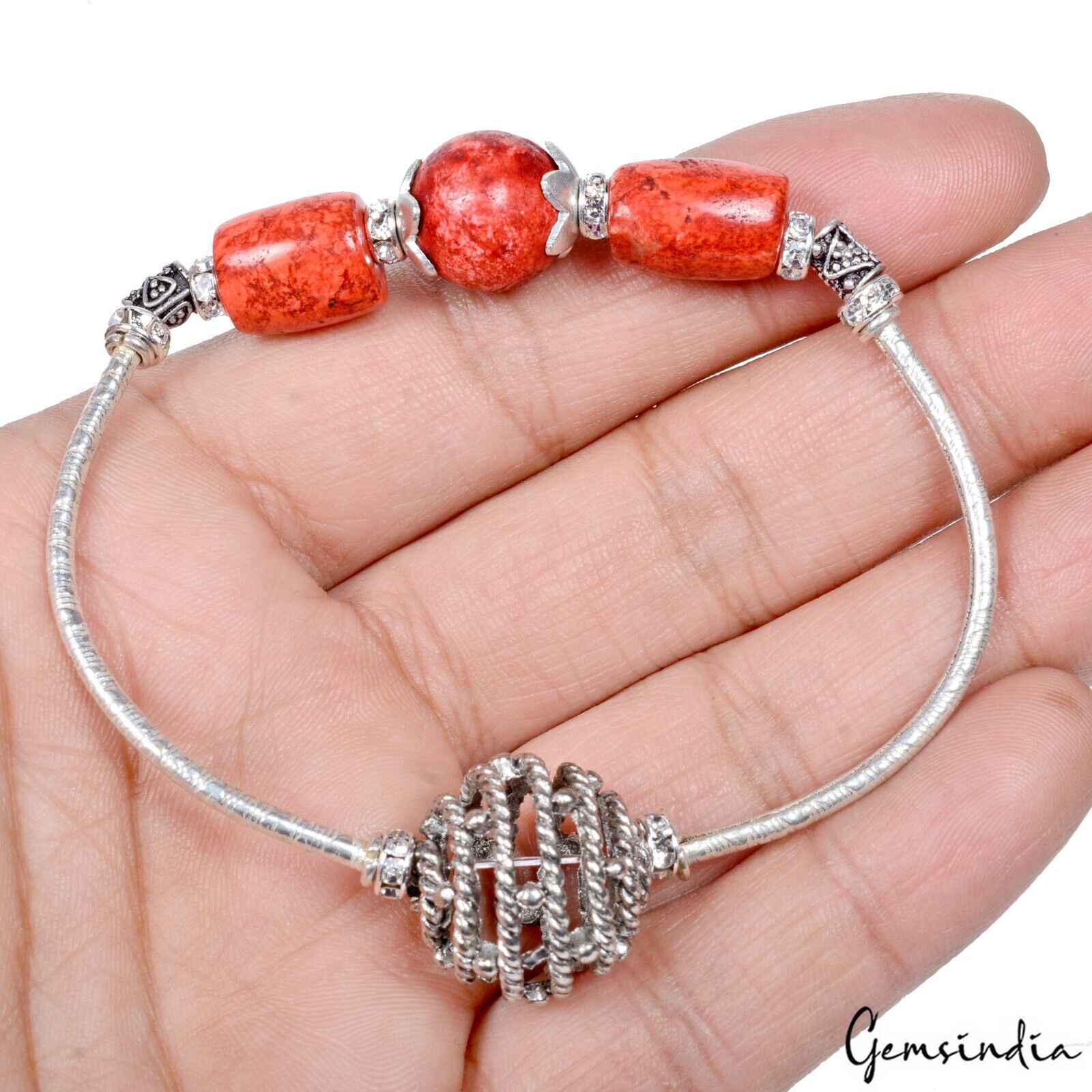 Coral Bracelet, Color Enhanced, Orange — 12mm to 14mm, 90.60 Ct