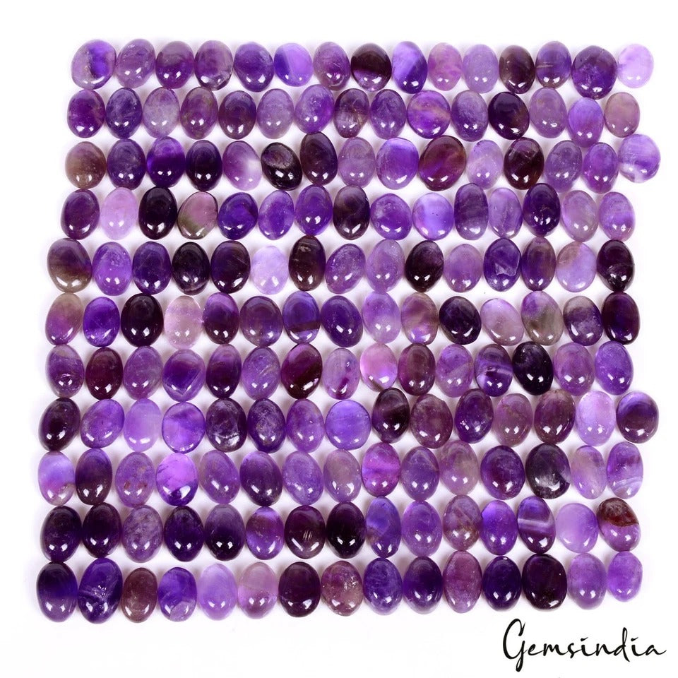 Amethyst Lot, Cabochon, Oval Cabochon, Untreated — 165 Pieces, 12mm to 16mm, 1060 Ct, Brazil