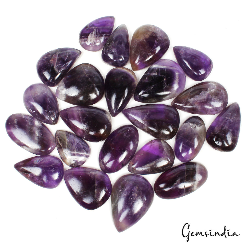 480 Cts/22 Pcs Natural Untreated Dark Purple Amethyst Mix Cab Gems Wholesale Lot