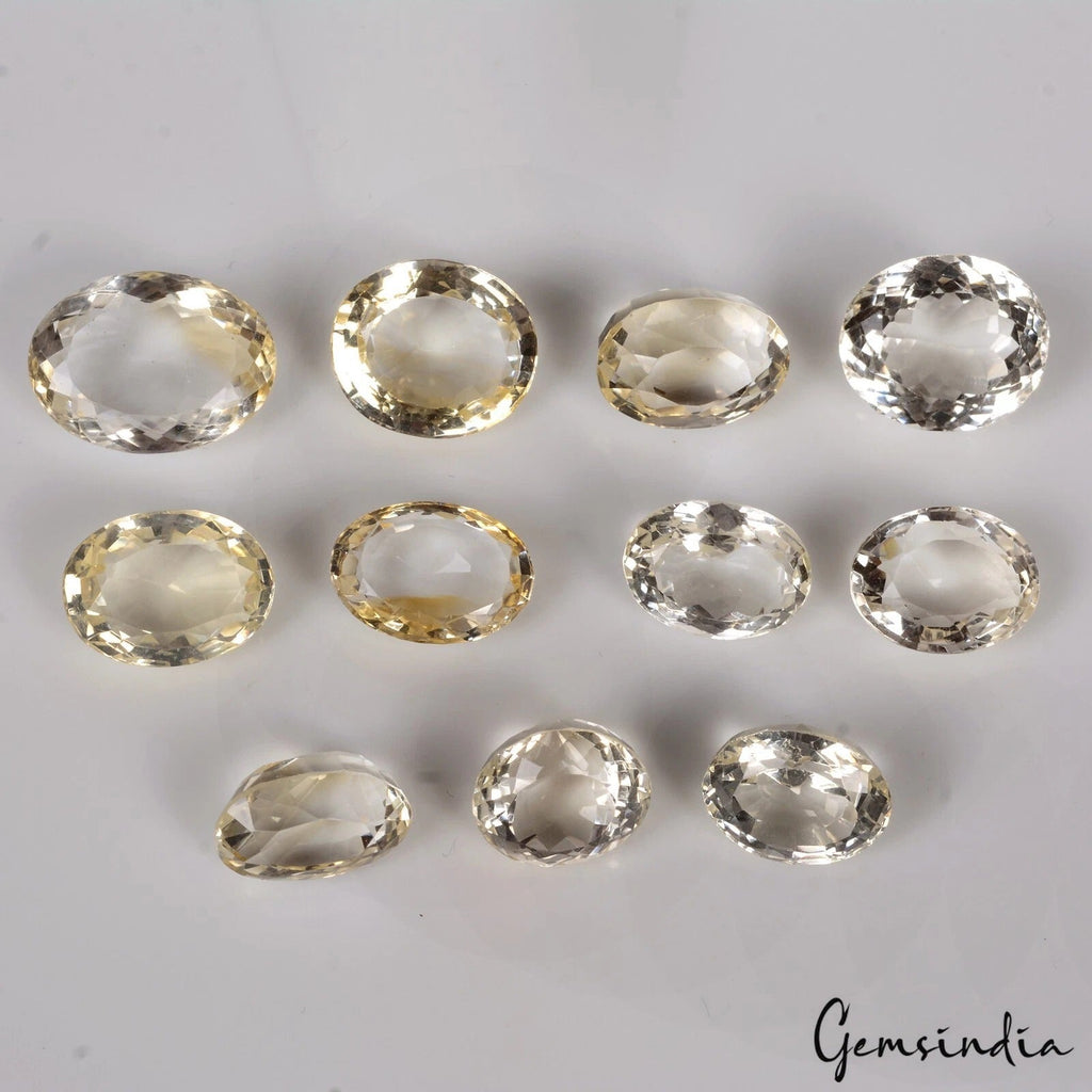 147.60 Cts/11 Pcs Natural Brazilian Yellow Citrine Quartz Oval Gems For Jewelry
