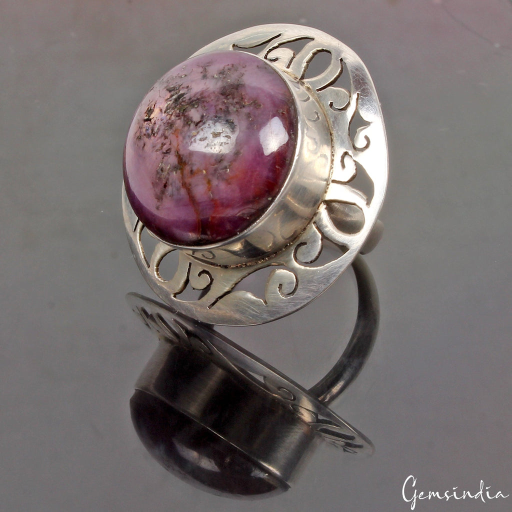 Genuine 13.35 Gm Solitaire Natural Star Ruby Ring 925 Sterling Silver Size 5.5US