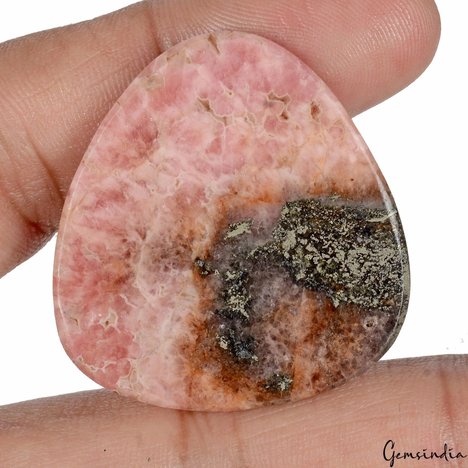 Rhodochrosite Cabochon, Untreated — 38 x 36 x 5mm, 83.20 Ct
