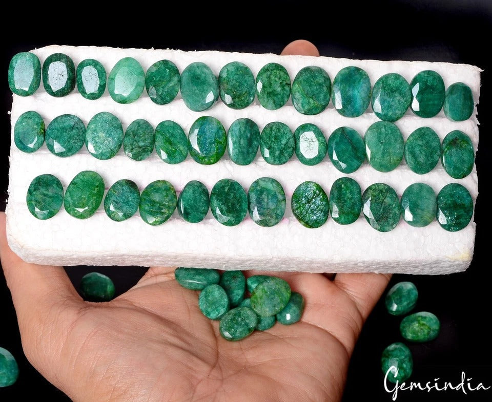 600 Cts/50 Pcs Natural Brazilian Green Emerald Mix Cut Loose 14mm-18mm Gems Lot