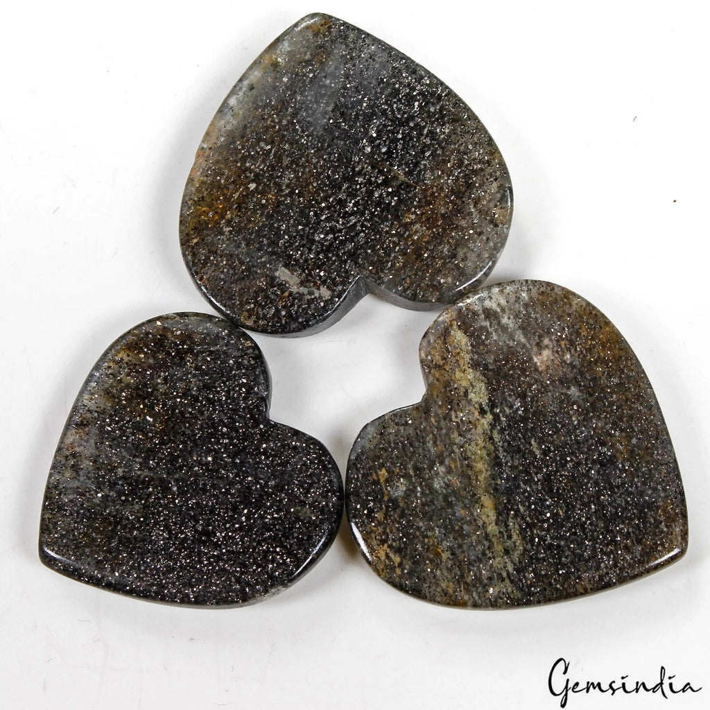 Sunstone Lot, Cabochon, Untreated, Black — 3 Pieces, 35mm to 39mm, 228.10 Ct, Madagascar