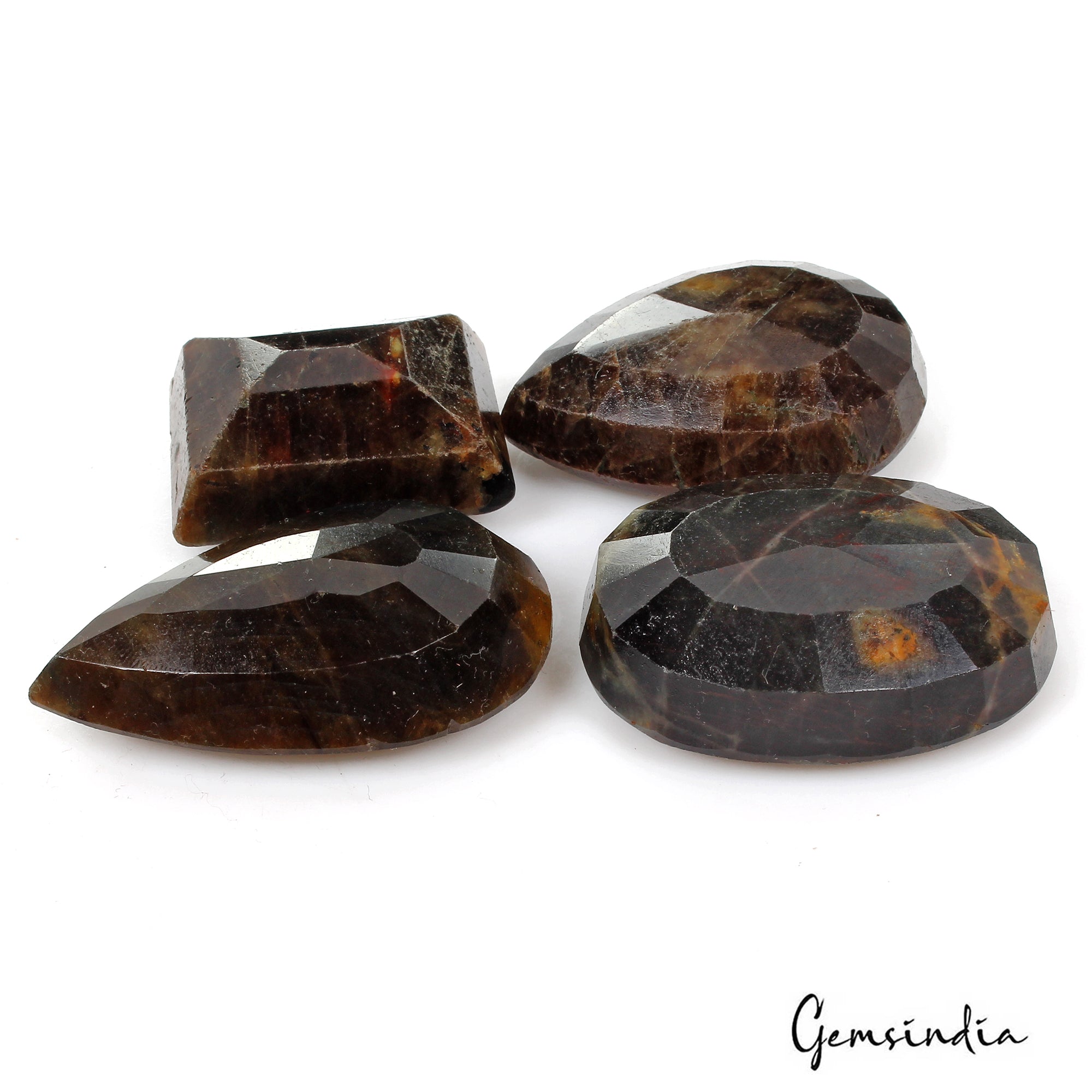 1020 Cts/4 Pcs Natural Untreated Black Sapphire Mix Faceted Loose Wholesale Gems