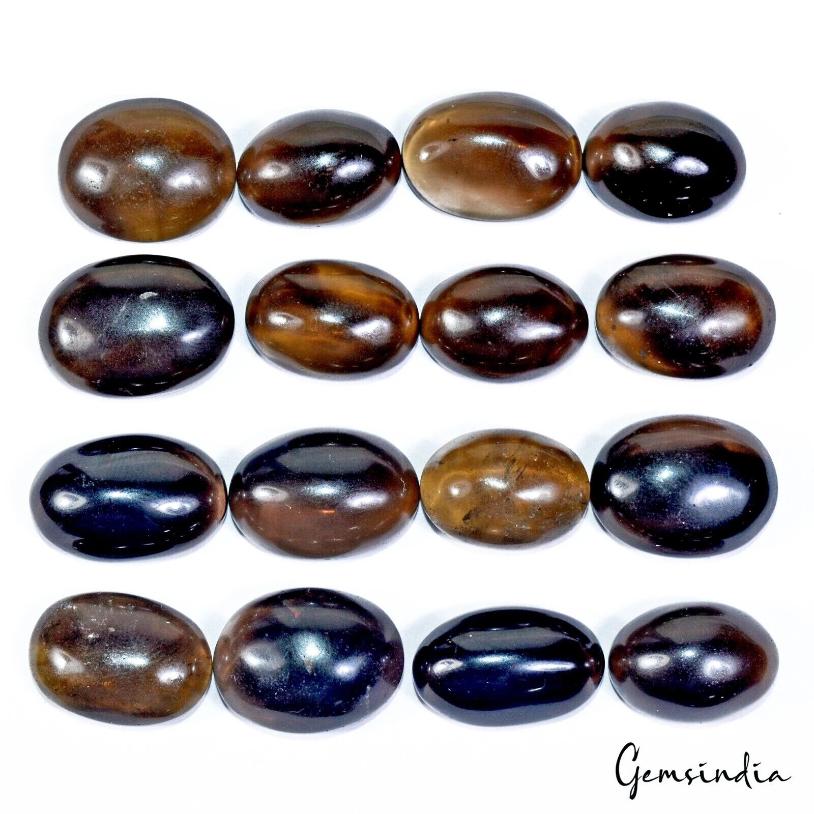 Smoky Quartz Lot, Cabochon — 16 Pieces, 18mm to 21mm, 310 Ct