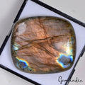 Certified 132.80 Cts Natural Untreated Peach Pink Shine Labradorite Cushion Gem