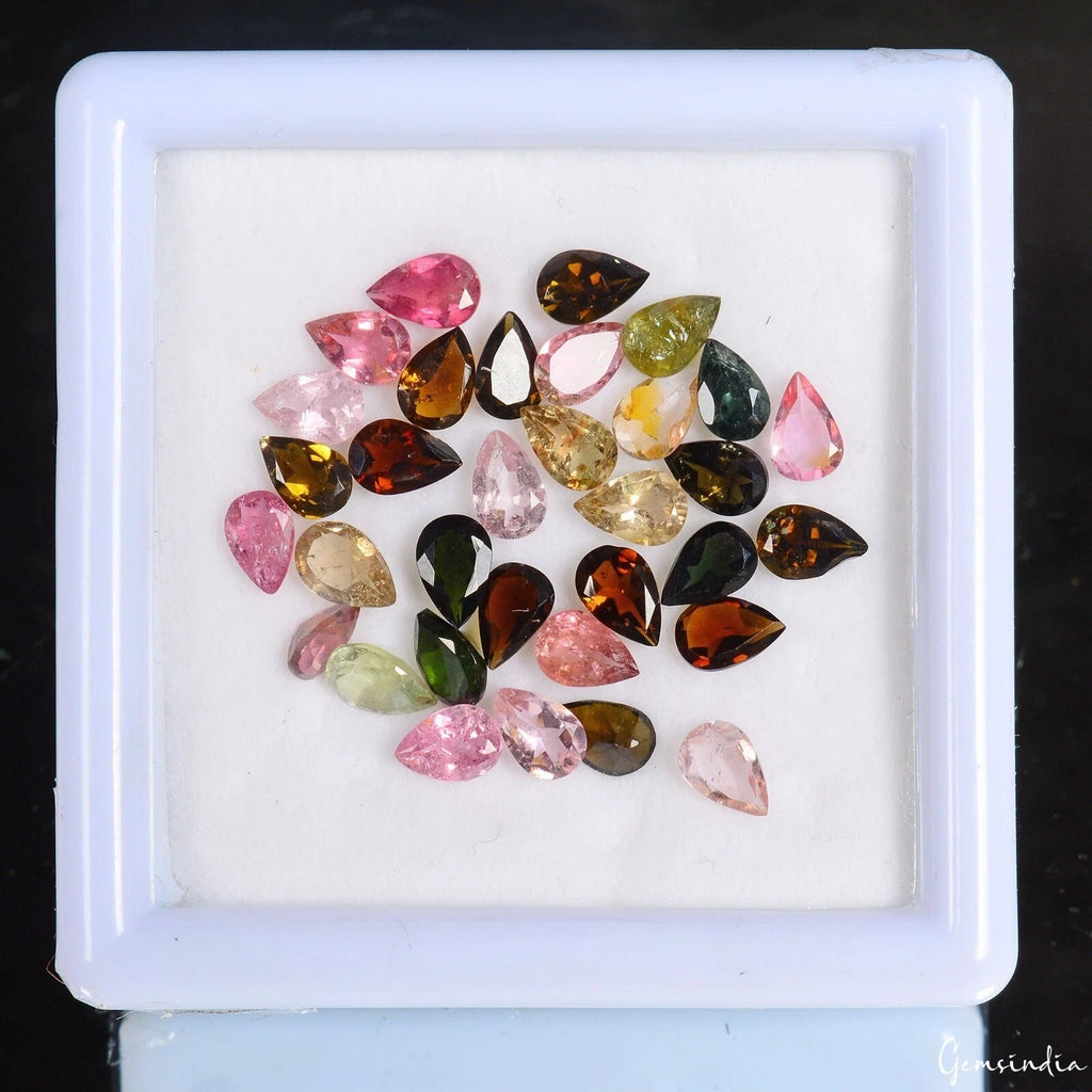 11.20 Cts/33 Pcs Natural Multi Color Tourmaline Pear Cut Loose Gems for Jewelry