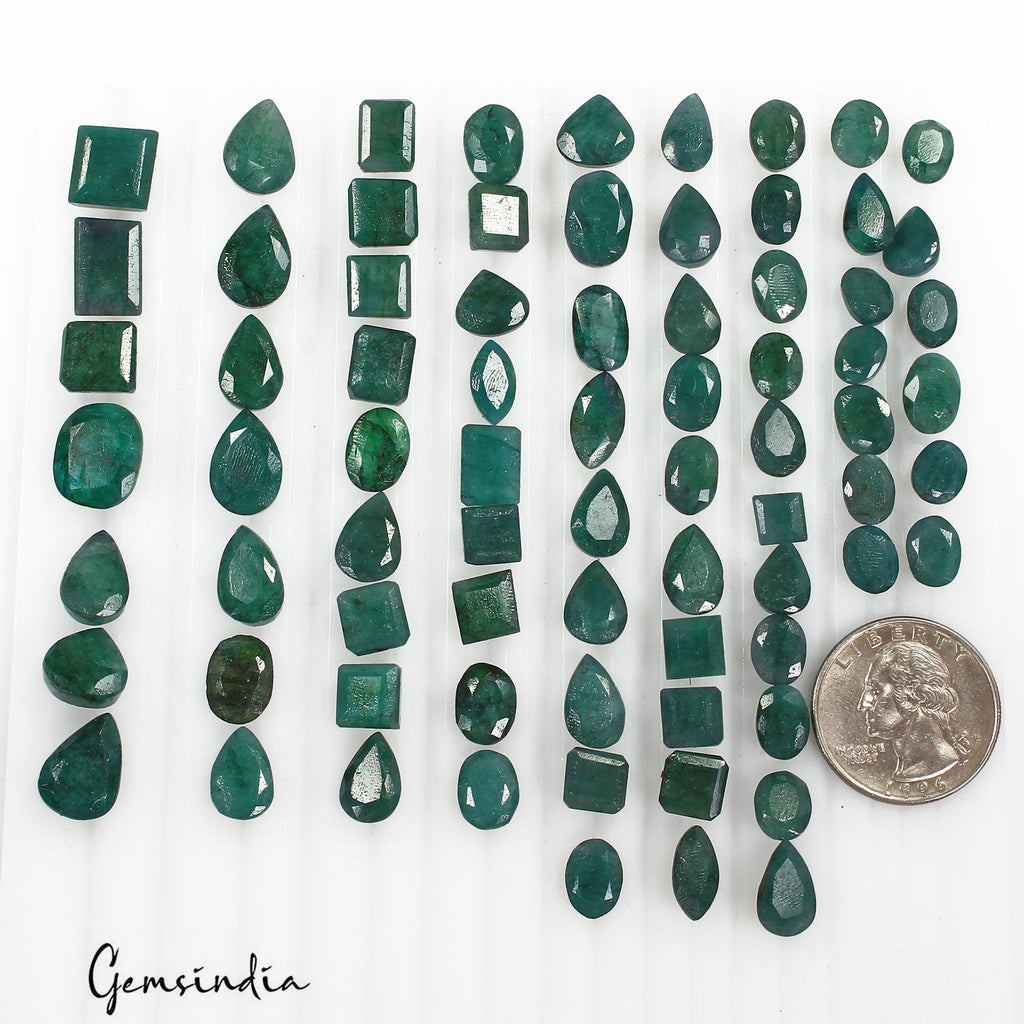 230 Ct/75 Pcs Natural Brazilian Dark Green Emerald Mix Cut Loose Gem For Jewelry