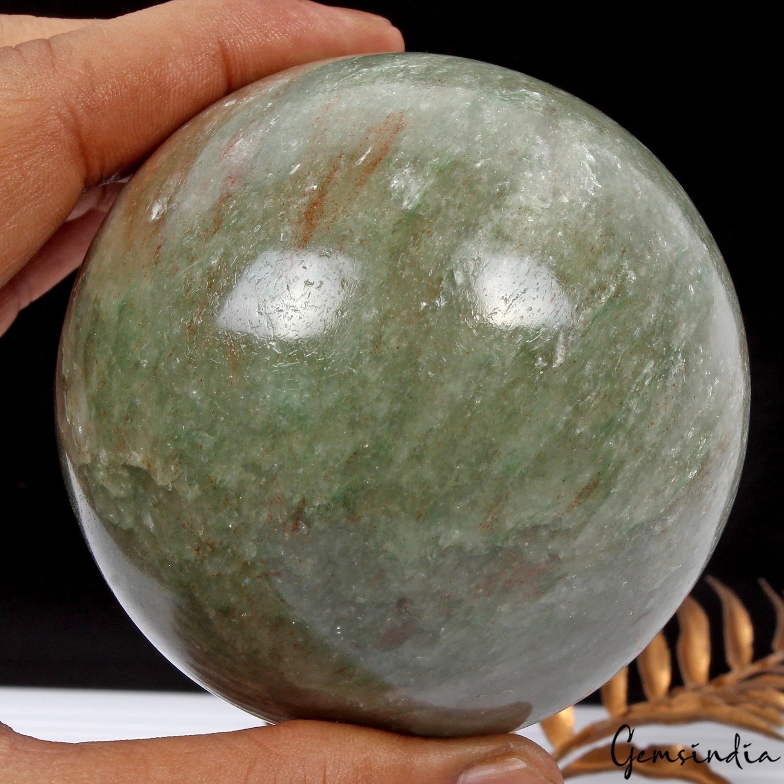3300 Ct Natural Green Aventurine Healing Crystal Mineral Sphere With Stand 3"