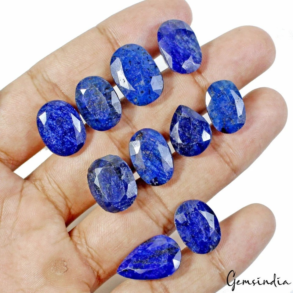 Blue Sapphire Lot, Loose Gemstone, Color Enhanced, Royal Blue — 13 Pieces, 13mm to 19mm, 197.50 Ct