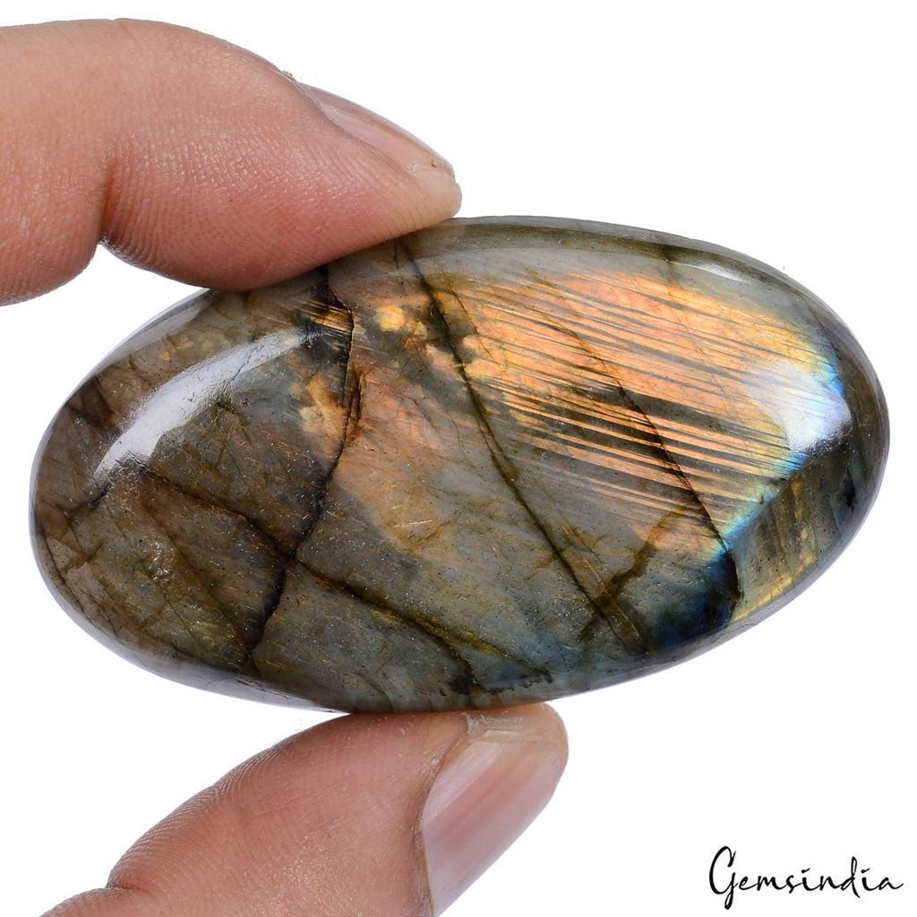 193 Ct Natural Untreated Peach Shine Labradorite Oval Cab Loose Gem For Pendant