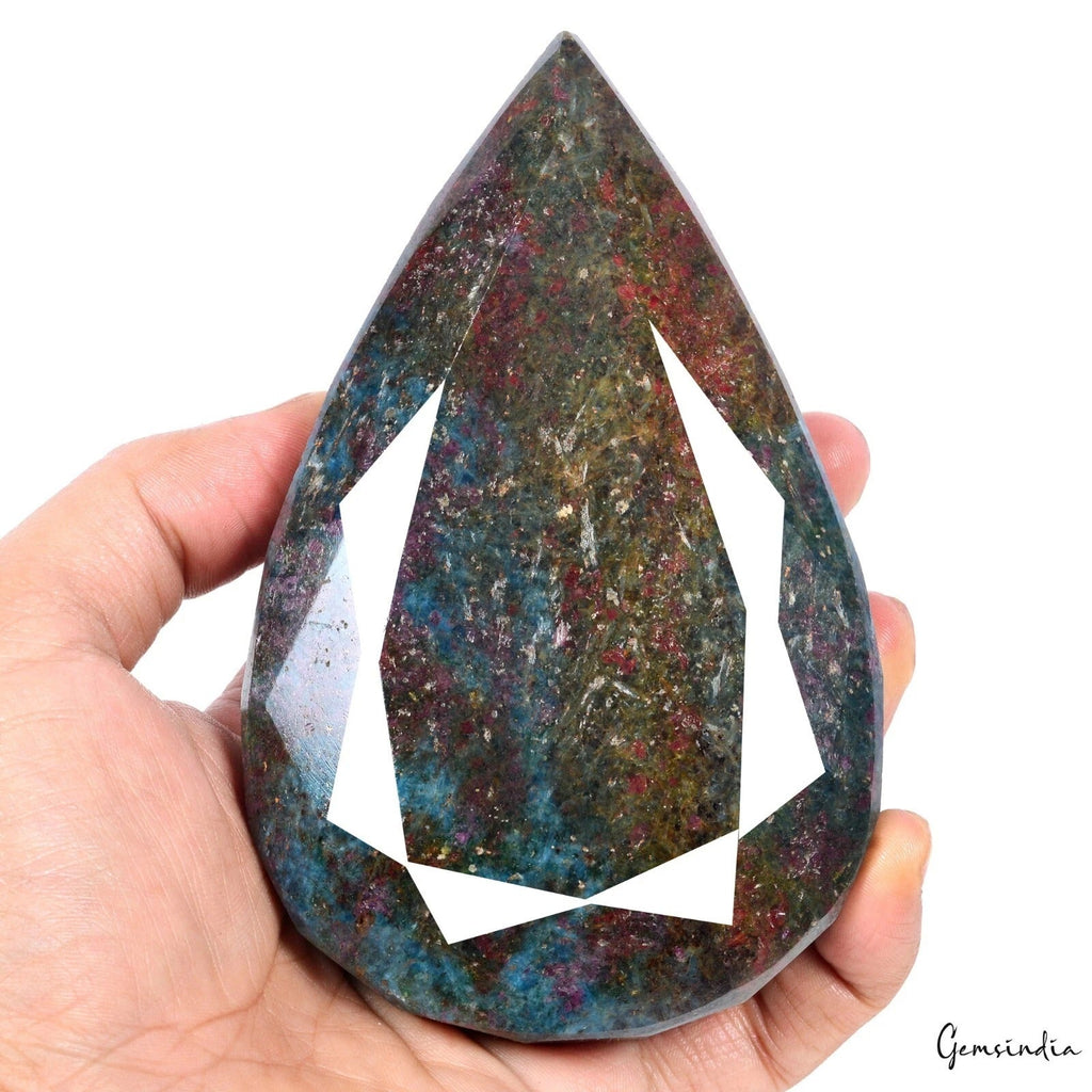 3950 Ct Natural Untreated Ruby Kyanite Pear Faceted Earth Mined Loose Gemstone