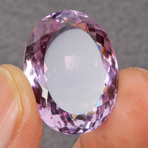 Amethyst Loose Gemstone, Oval Faceted Cut, Untreated — 25x19x11mm, 35.35 Ct, Brazil