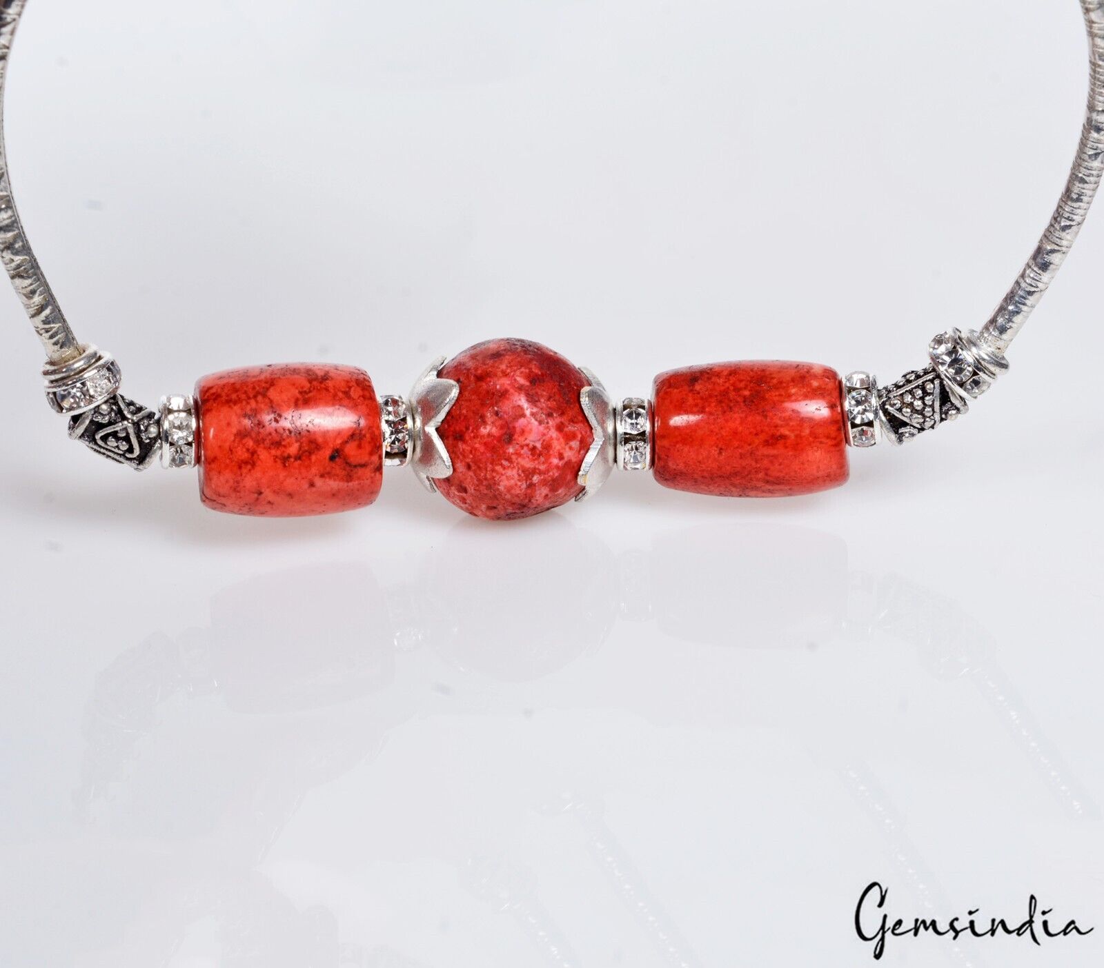 Coral Bracelet, Color Enhanced, Orange — 12mm to 14mm, 90.60 Ct